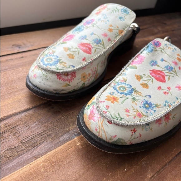 Free People Vida Floral Chain Block Heel Leather Mules Size 40 - Picture 4 of 10